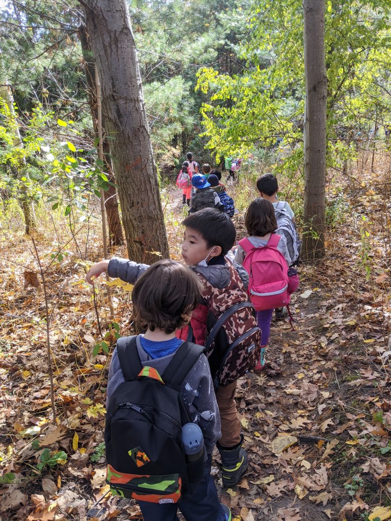 Students walking in a line