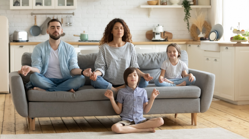 Family meditating 