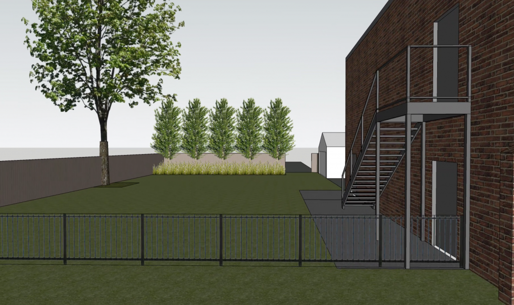 Rendering of Future backyard oasis at our High Park Campus.