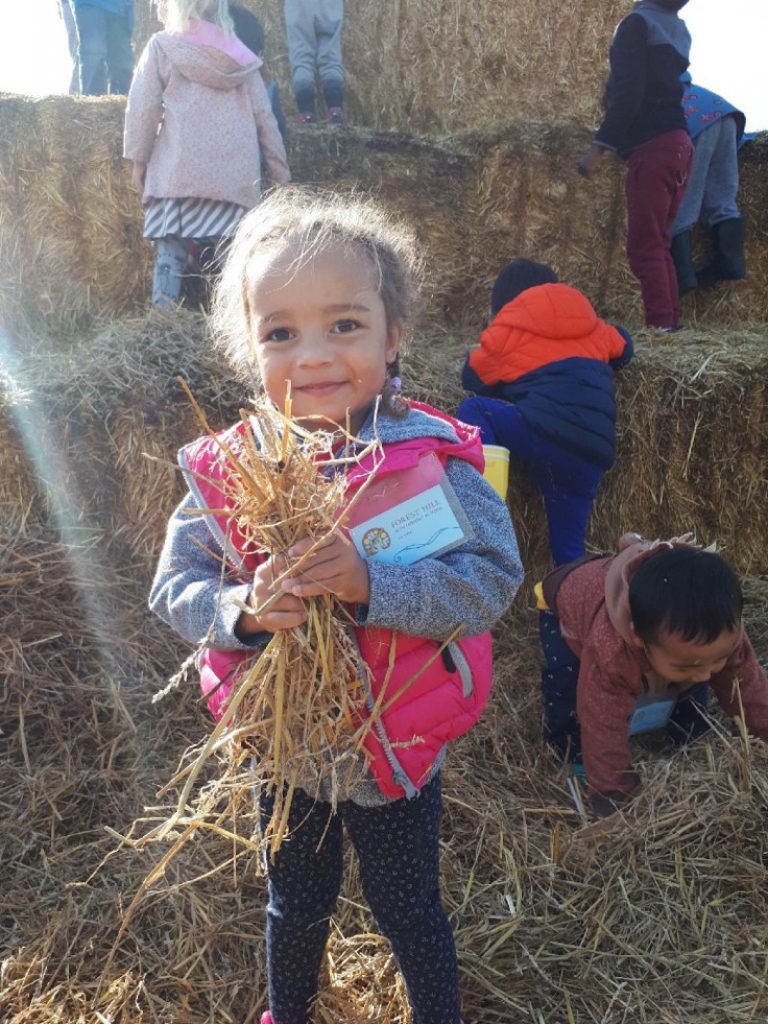 Student with hay