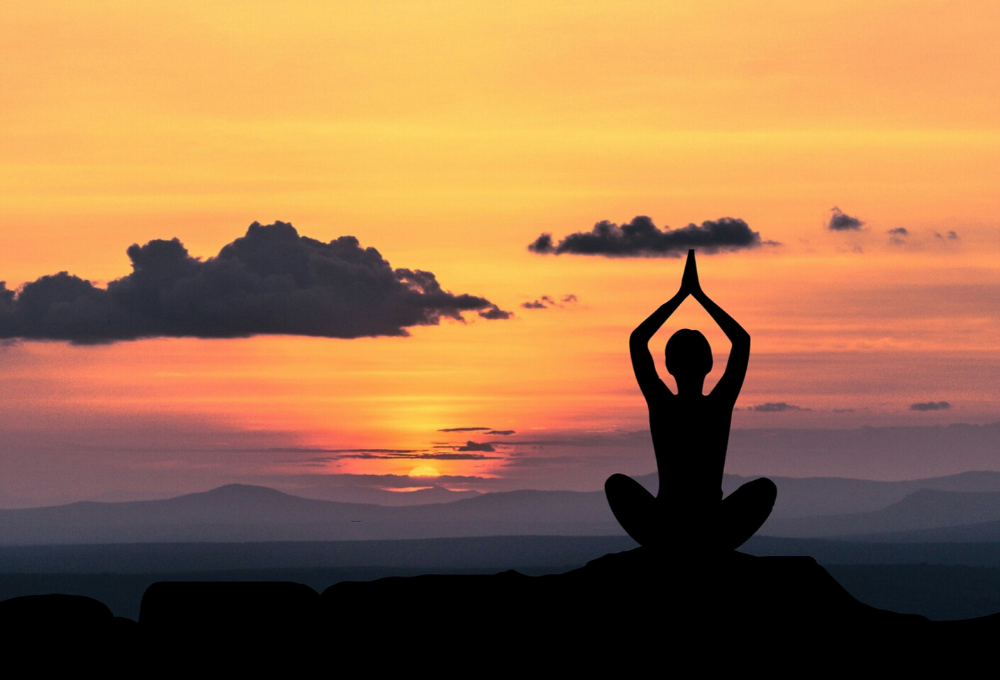 Yoga on a mountain